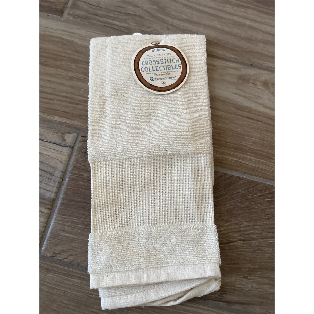 Charles Craft Inc Pair of Peach Kitchen Finger Towels for Cross Stitch